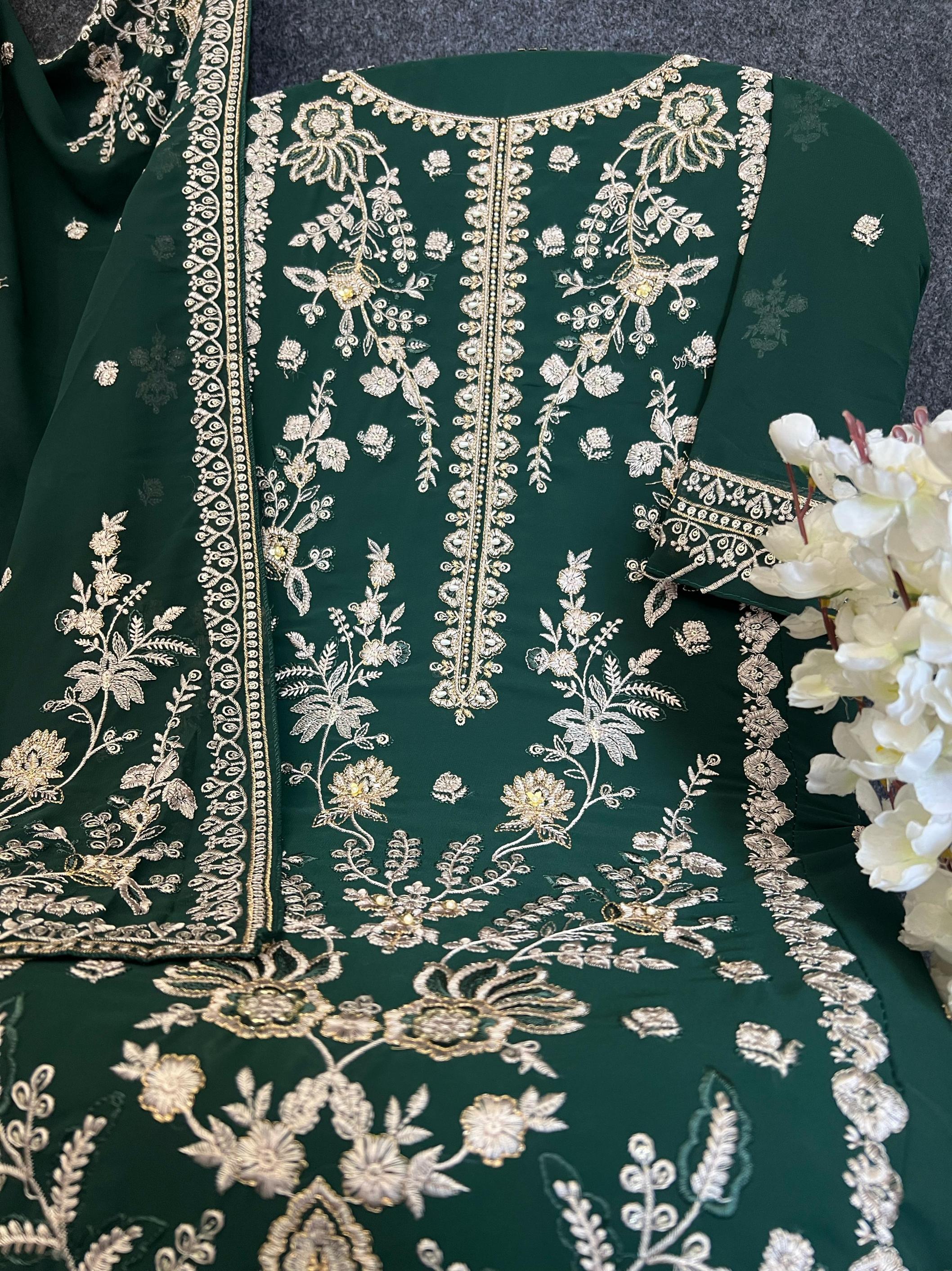 ALAYA VOL 4 BY SAJIDA DESIGNER 1035 GEORGETTE MODERN PAKISTANI BIG SIZE 3PCS DRESS