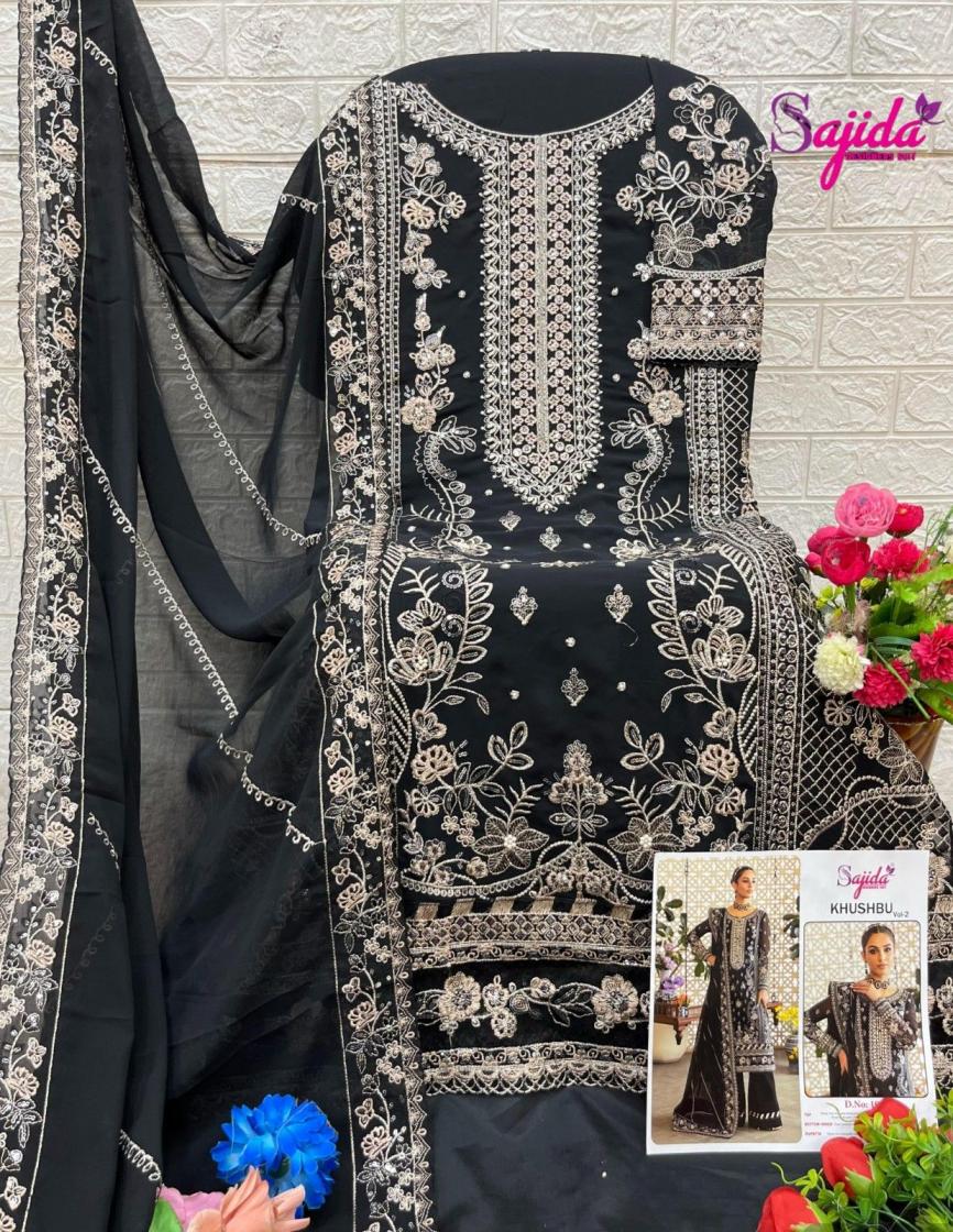 khushbu vol 2 by sajida designer readymade 1039 georgette plus size pakistani suit 