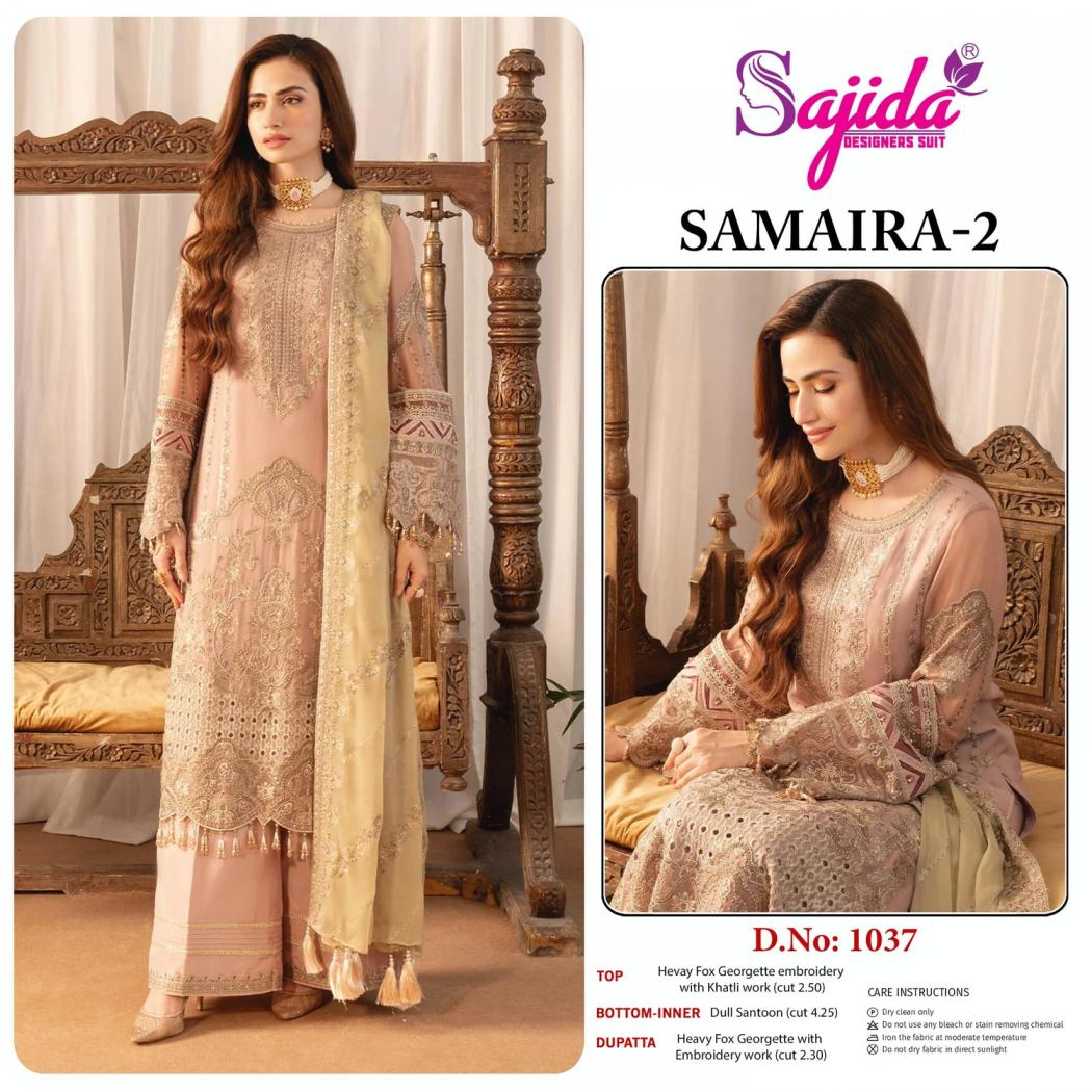 sajida designer samaira vol 2 readymade big size georgette unstitch pakistani suit
