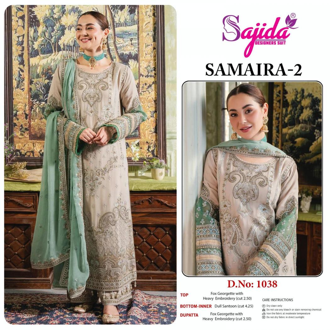 sajida designer samaira vol 2 readymade big size georgette unstitch pakistani suit