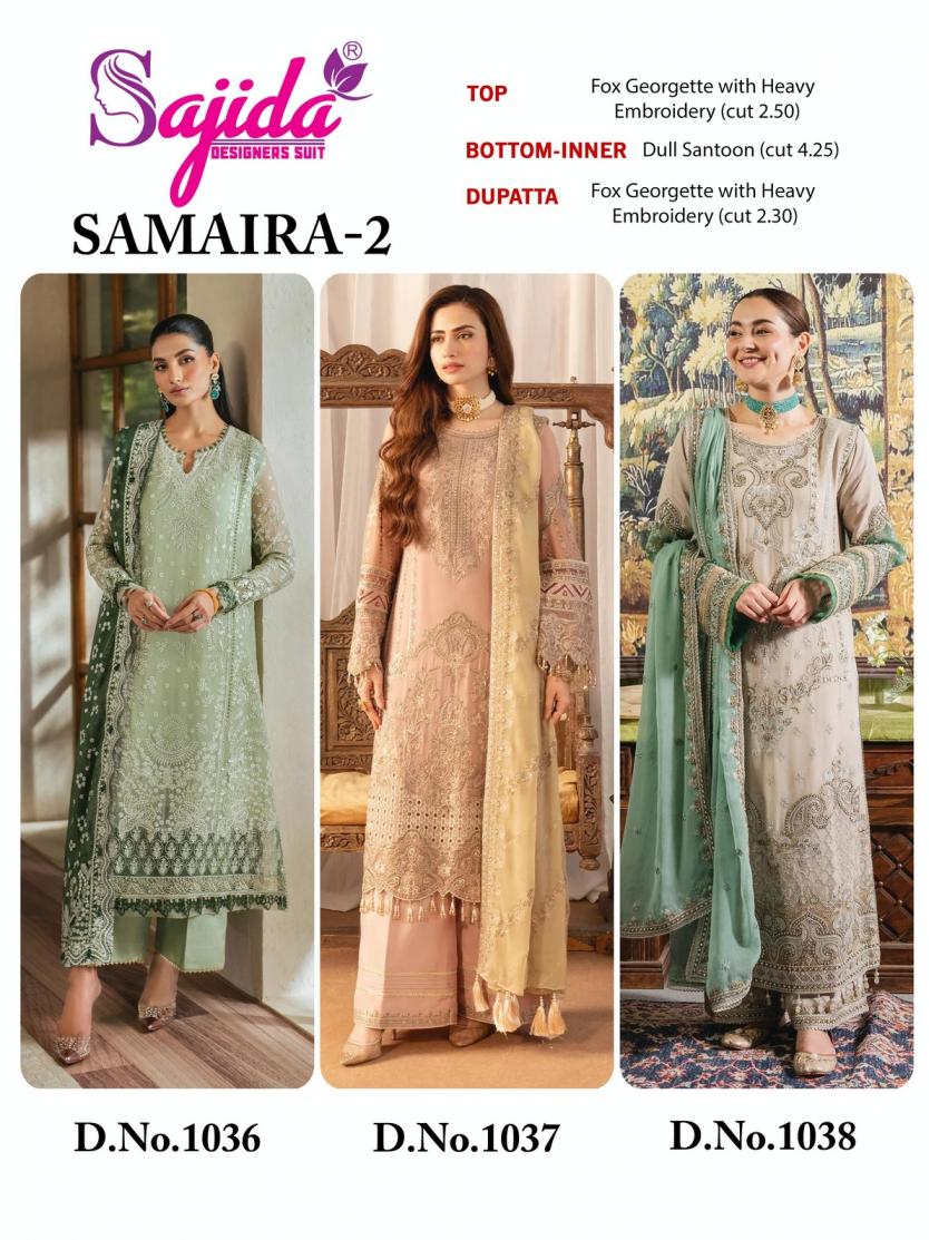 sajida designer samaira vol 2 readymade big size georgette unstitch pakistani suit