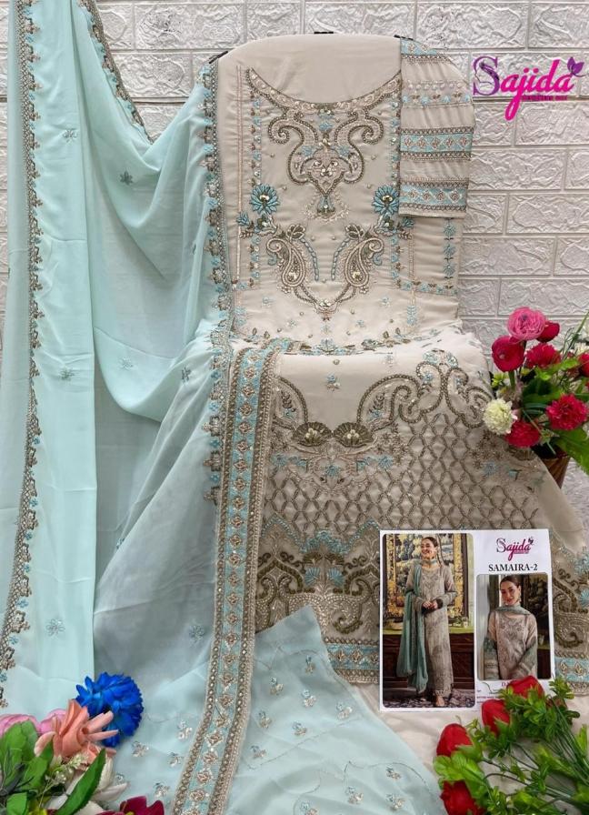 sajida designer samaira vol 2 readymade big size georgette unstitch pakistani suit