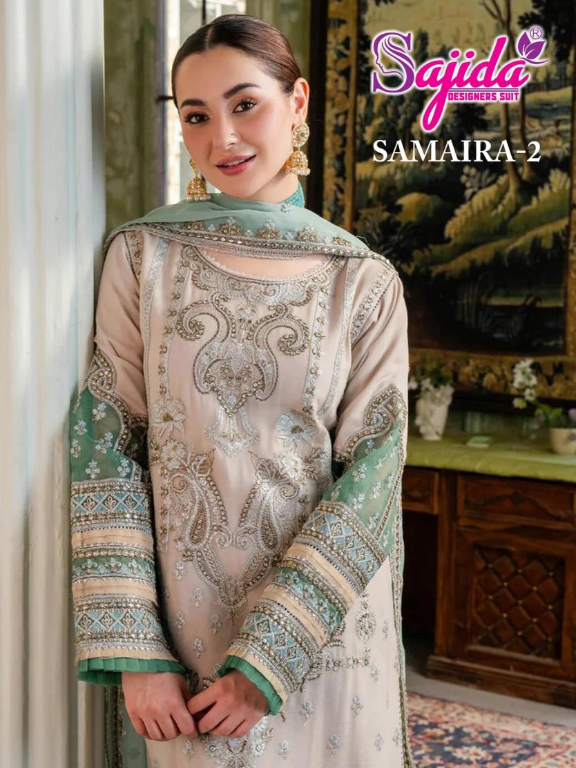 sajida designer samaira vol 2 readymade big size georgette unstitch pakistani suit