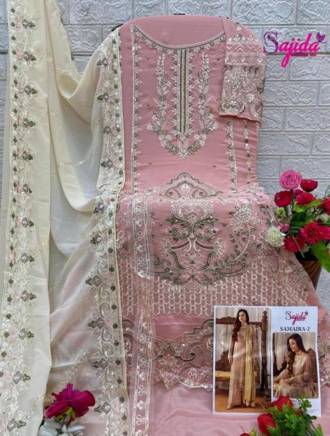 sajida designer samaira vol 2 georgette 1037 full stitch pakistani big size suit online 