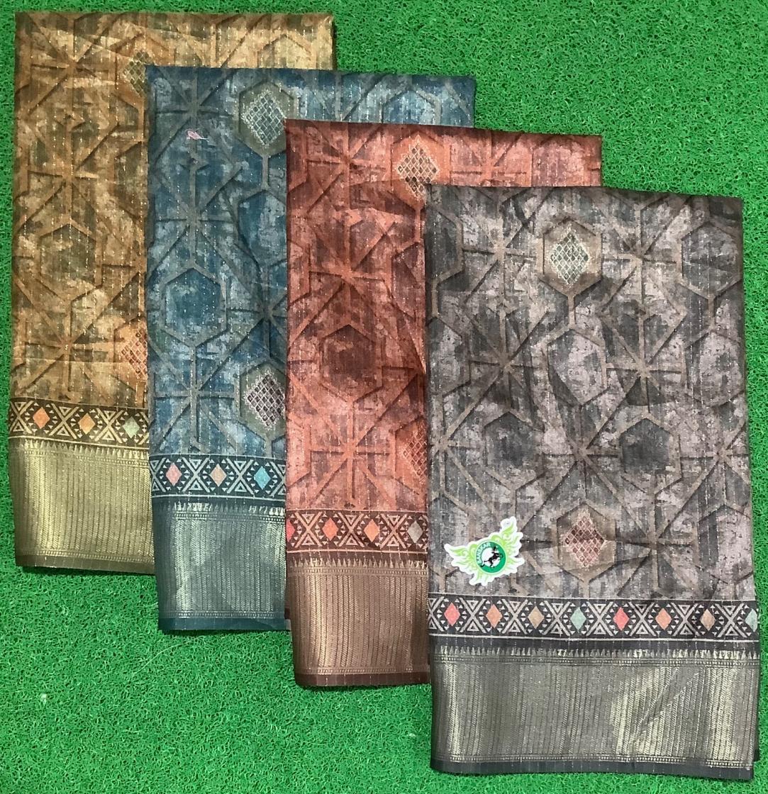 LAND ROVER BY SANSKAR 4 COLOR MATCHING PRINTED JACQUARD SAREE