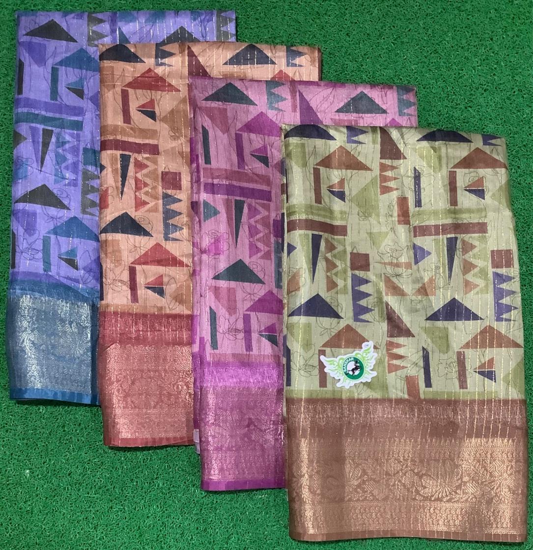 LAND ROVER BY SANSKAR 4 COLOR MATCHING PRINTED JACQUARD SAREE