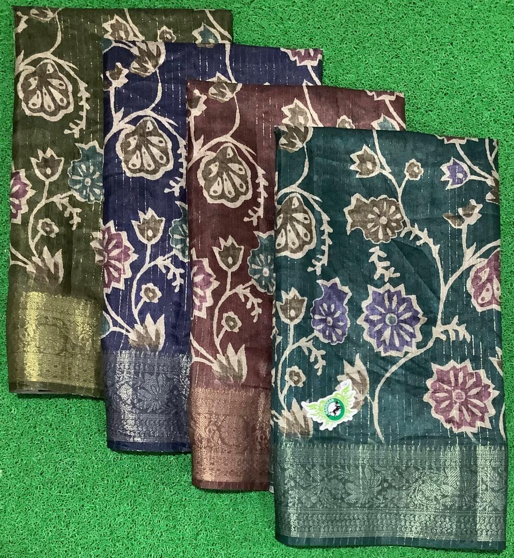 LAND ROVER BY SANSKAR 4 COLOR MATCHING PRINTED JACQUARD SAREE