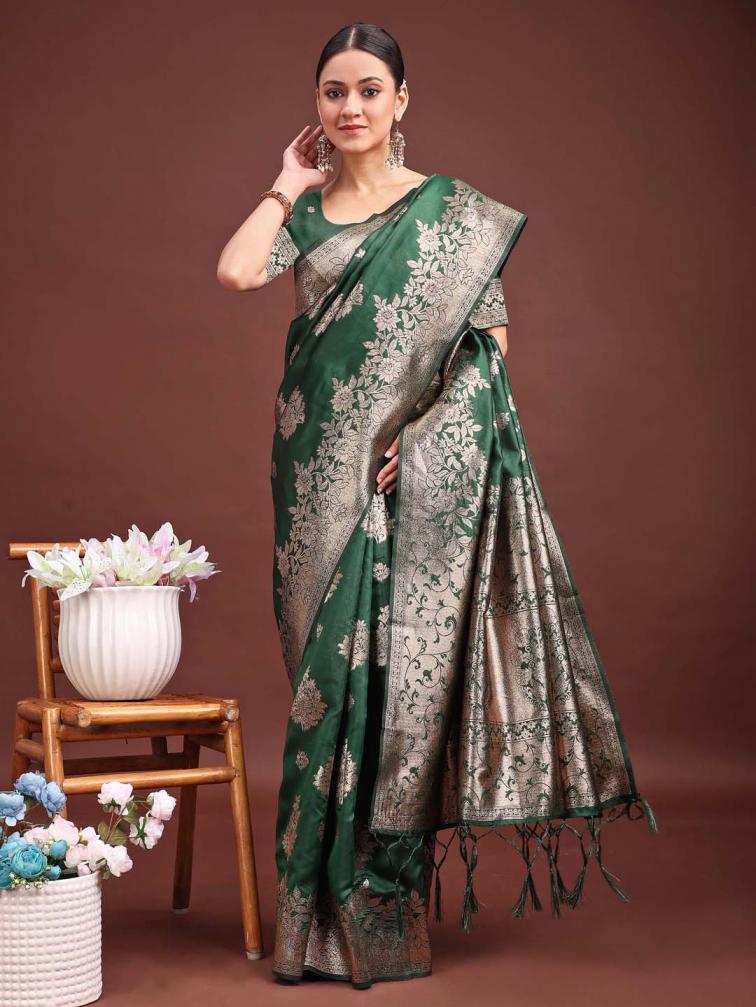 ASTITA SILKEN HERITAGE FANCY DESIGNER Banarasi silk FABRIC SAREE WHOLSALE WITH FANCY LATKAN