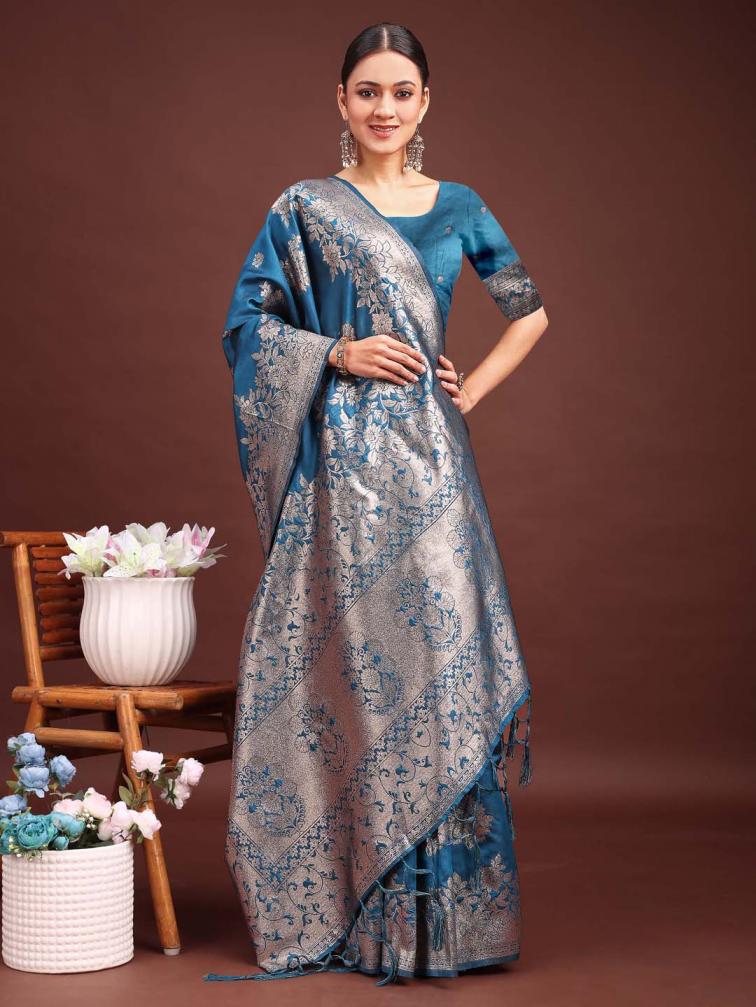 ASTITA SILKEN HERITAGE FANCY DESIGNER Banarasi silk FABRIC SAREE WHOLSALE WITH FANCY LATKAN