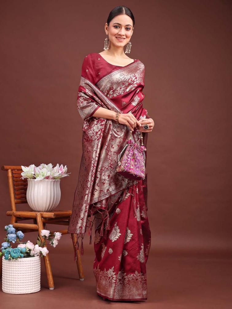 ASTITA SILKEN HERITAGE FANCY DESIGNER Banarasi silk FABRIC SAREE WHOLSALE WITH FANCY LATKAN