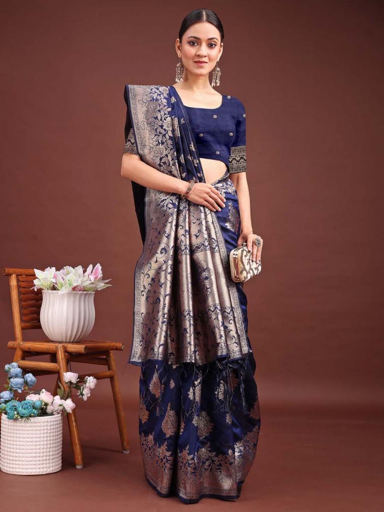 ASTITA SILKEN HERITAGE FANCY DESIGNER Banarasi silk FABRIC SAREE WHOLSALE WITH FANCY LATKAN