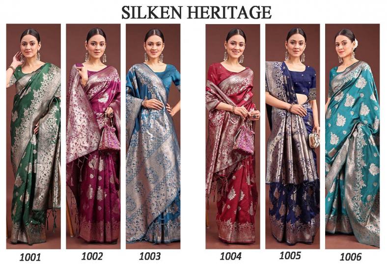 ASTITA SILKEN HERITAGE FANCY DESIGNER Banarasi silk FABRIC SAREE WHOLSALE WITH FANCY LATKAN