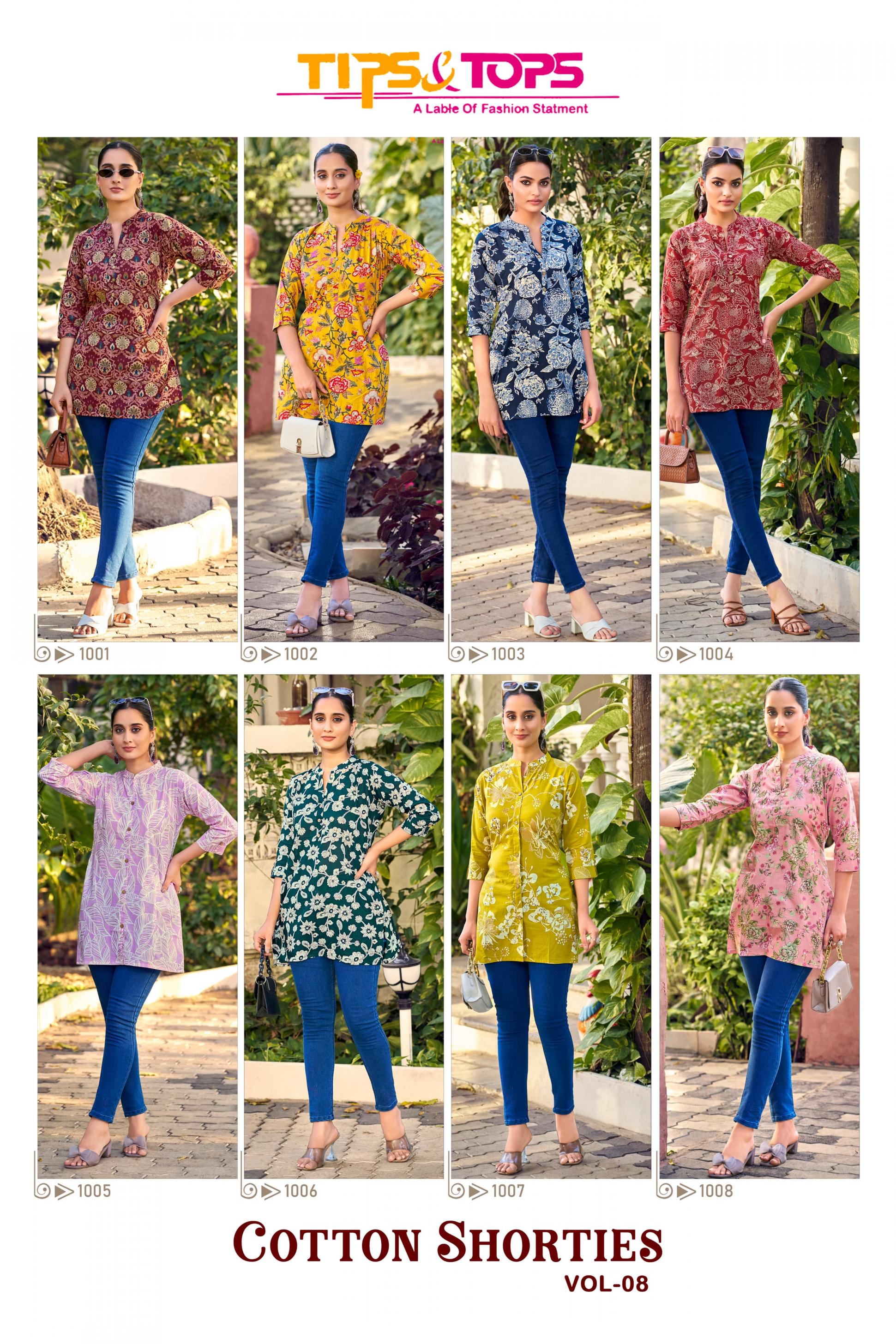 COTTON SHORTIES VOL 8 BY TIPS &TOPS CASUAL WEAR COTTON SHORT KURTI