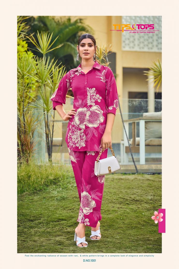 lifestyle by tips & tops rayon stylish readymade co-ord set online 