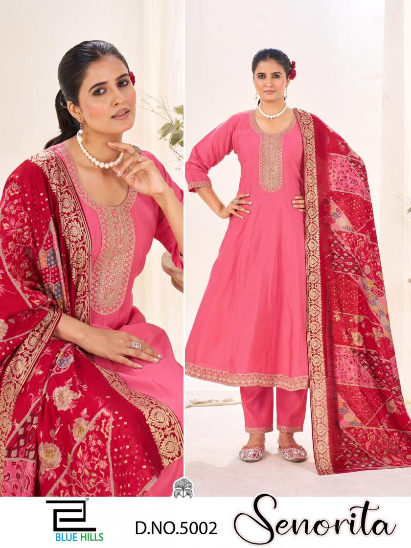 SENORITA BY BLUE HILLS ROMAN SILK FULLY STITCH STYLISH PLUS SIZE 3PCS DRESS