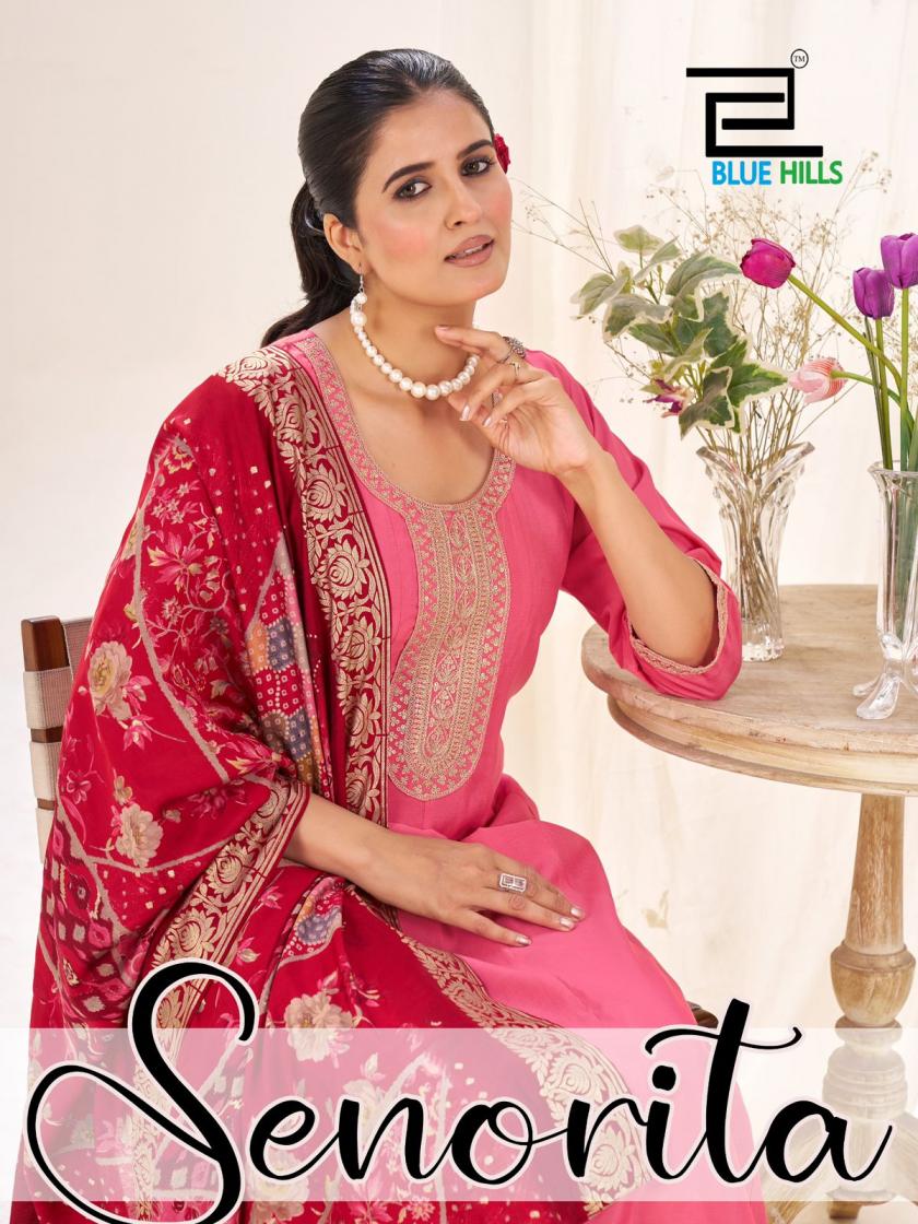 SENORITA BY BLUE HILLS ROMAN SILK FULLY STITCH STYLISH PLUS SIZE 3PCS DRESS