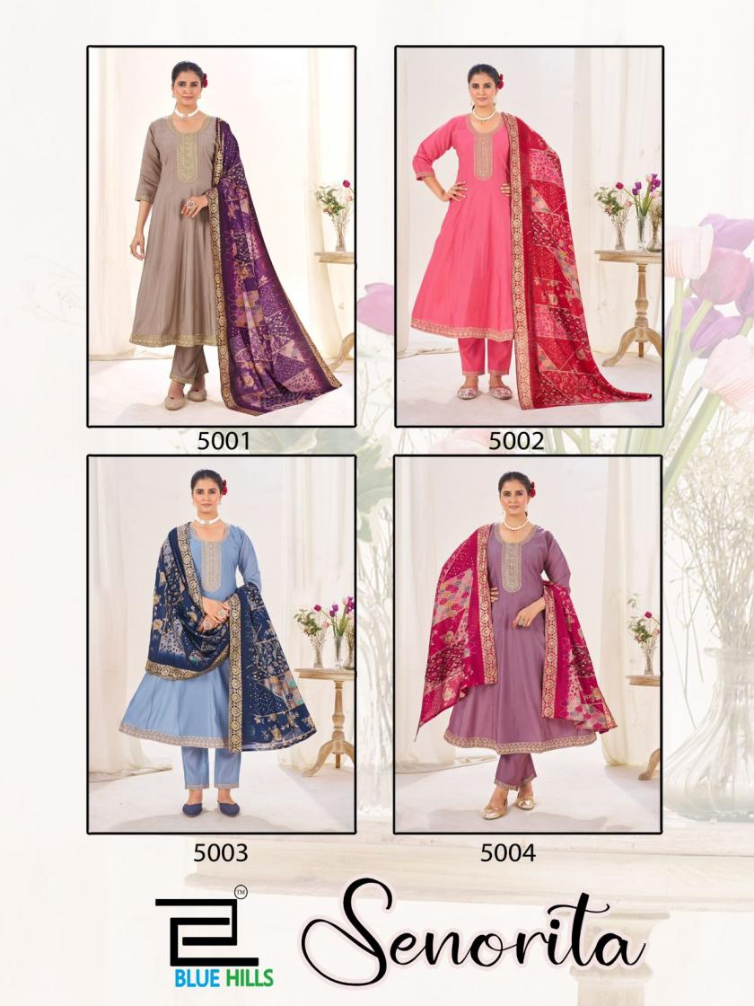 SENORITA BY BLUE HILLS ROMAN SILK FULLY STITCH STYLISH PLUS SIZE 3PCS DRESS