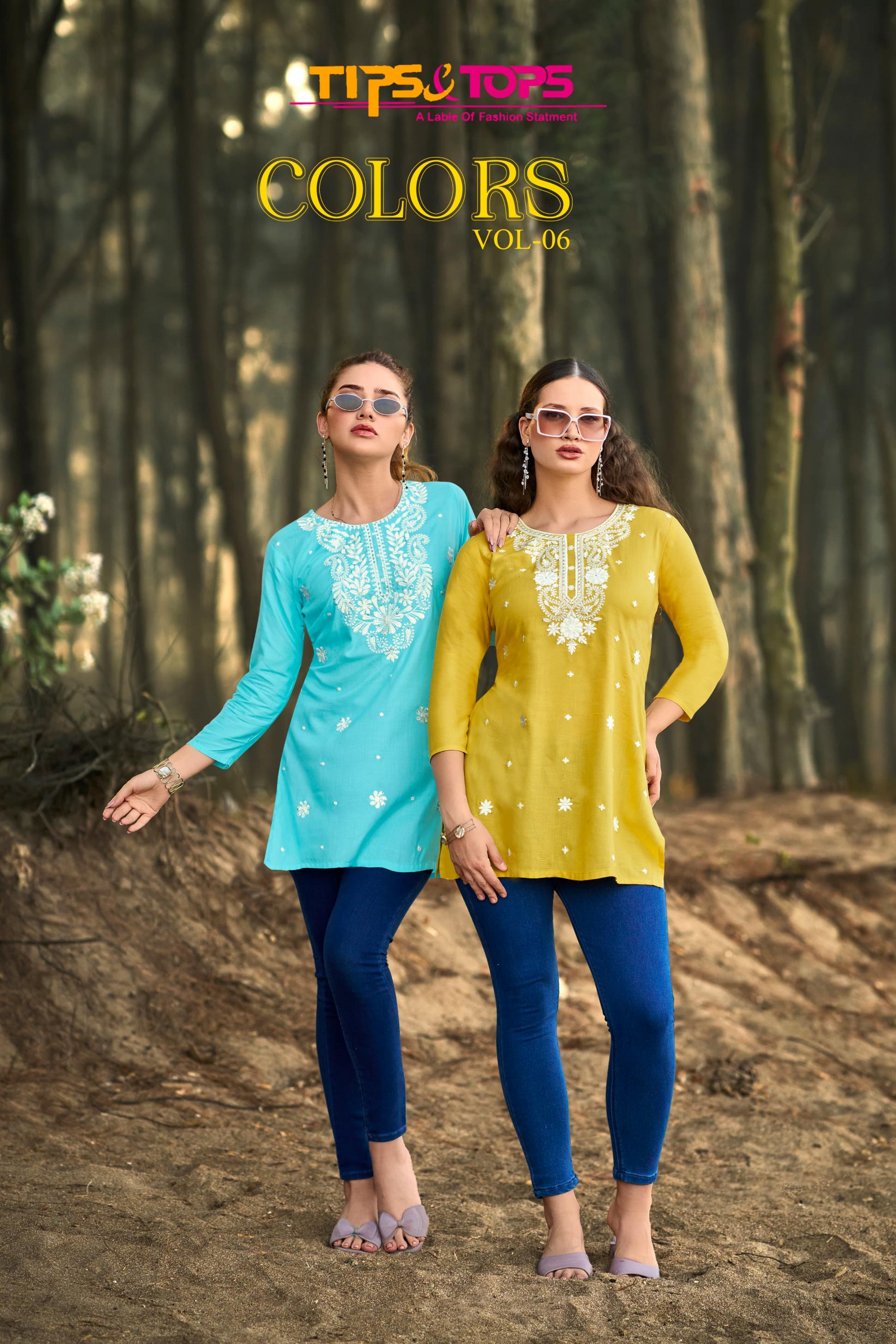 TIPS & TOPS COLORS VOL 6 STYLISH RAYON FULLY STITCH GIRLS TOPS 
