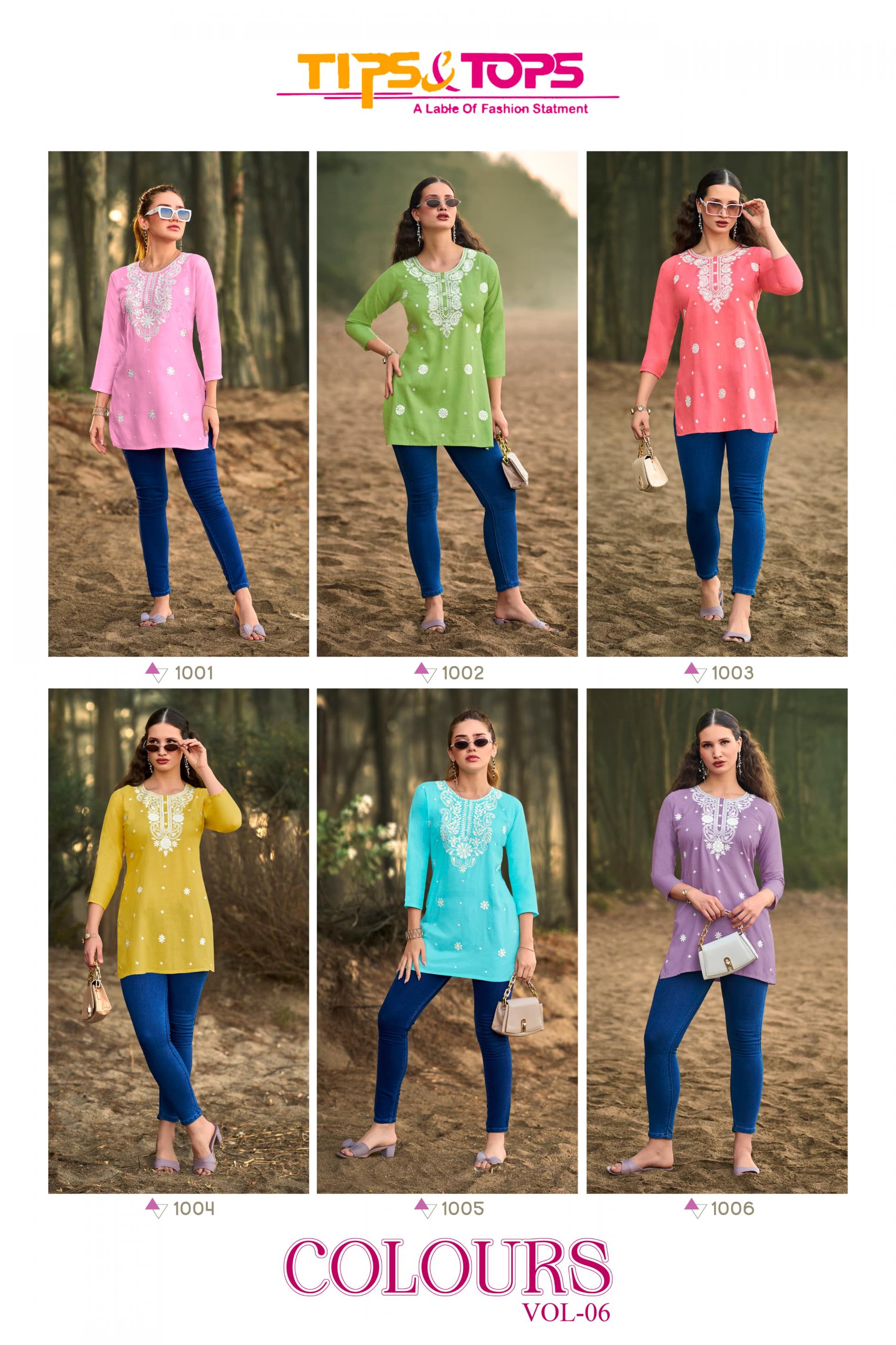 TIPS & TOPS COLORS VOL 6 STYLISH RAYON FULLY STITCH GIRLS TOPS 