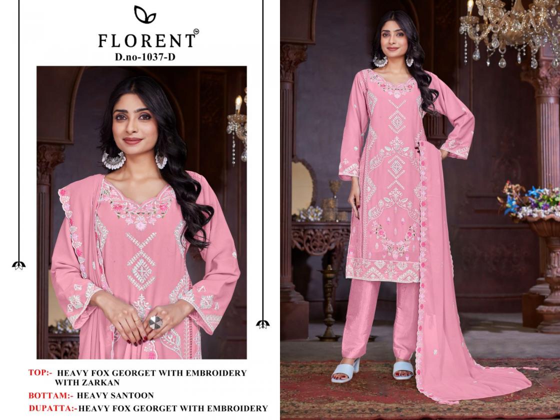 1037 BY FLORENT GEORGETTE UNIQUE PAKISTANI UNSTITCH 3PCS DRESS