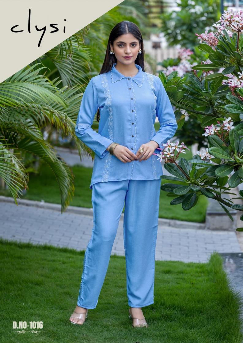 CLYSI IRIS STYLISH FULLY STITCH VISCOSE THREAD WORK CO-ORD SETS  