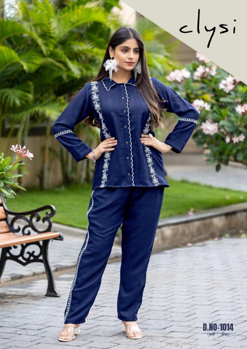 CLYSI IRIS STYLISH FULLY STITCH VISCOSE THREAD WORK CO-ORD SETS  