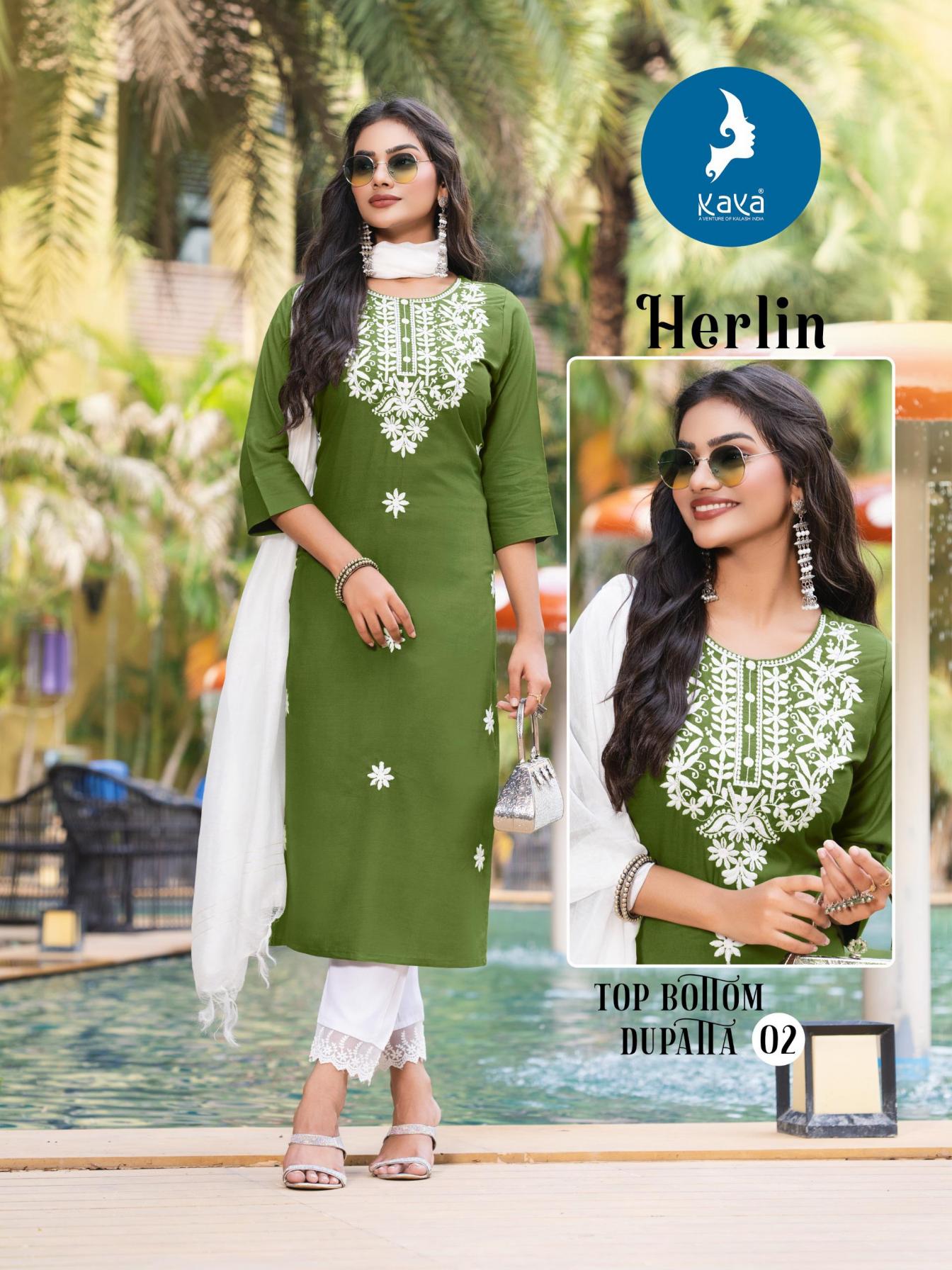 HERLIN BY KAYA HIT DESIGN RAYON READYMADE PLUS SIZE 3PCS DRESS