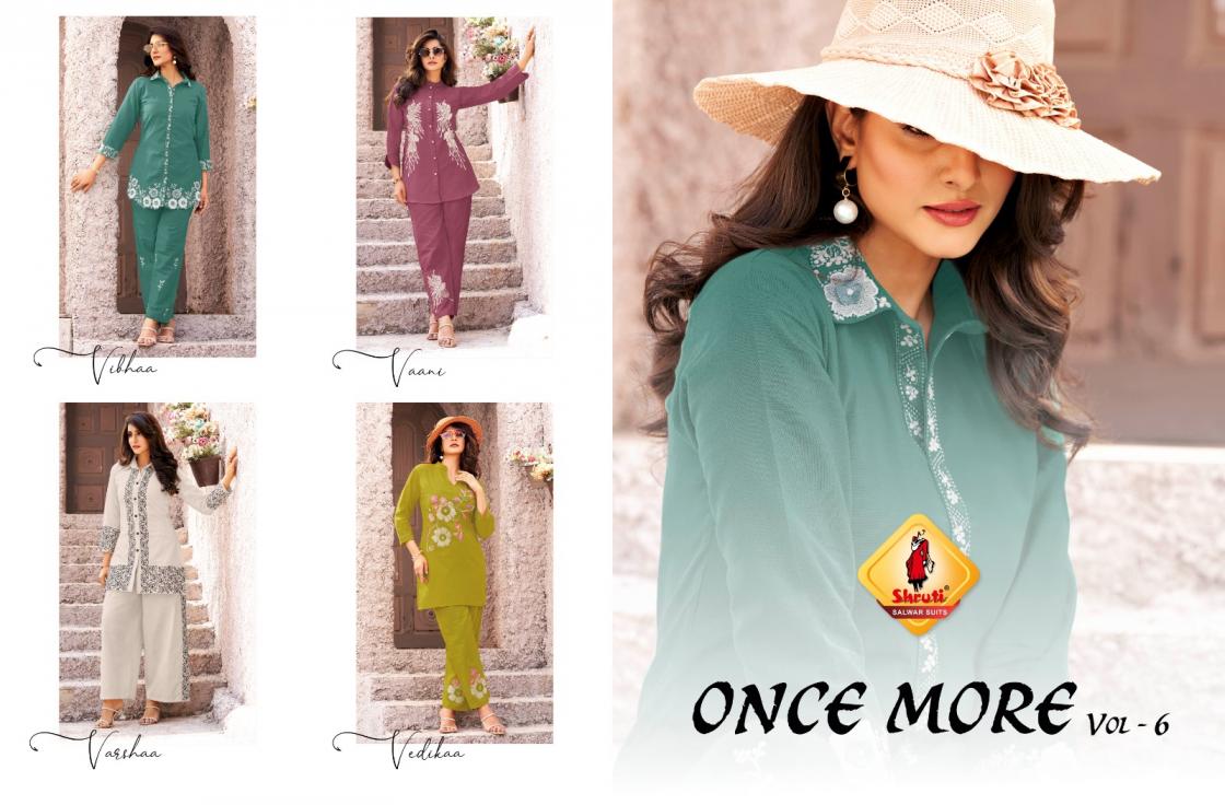 SHRUTI SUITS ONCE MORE VOL 6 STYLISH COTTON VISCOSE FLEX FULL STITCH  PLUS SIZE CO-ORD SETS 