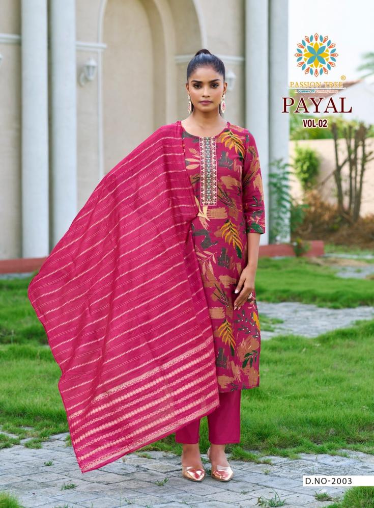 PAYAL VOL 2 BY PASSION TREE VETICAN PRINT FULL STITCH BIG SIZE 3PCS DRESS