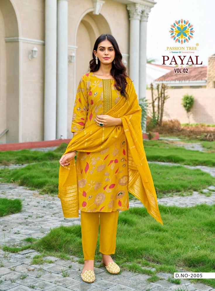 PAYAL VOL 2 BY PASSION TREE VETICAN PRINT FULL STITCH BIG SIZE 3PCS DRESS