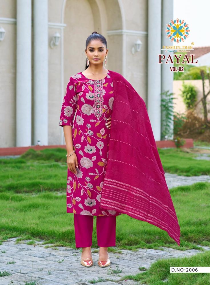 PAYAL VOL 2 BY PASSION TREE VETICAN PRINT FULL STITCH BIG SIZE 3PCS DRESS