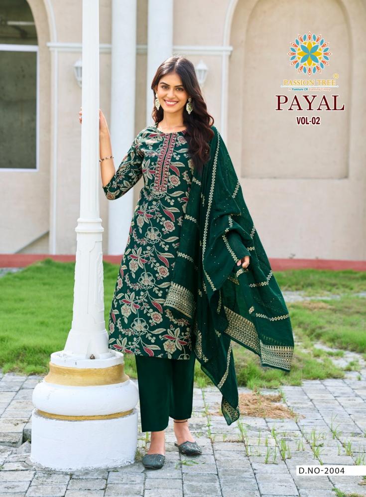 PAYAL VOL 2 BY PASSION TREE VETICAN PRINT FULL STITCH BIG SIZE 3PCS DRESS