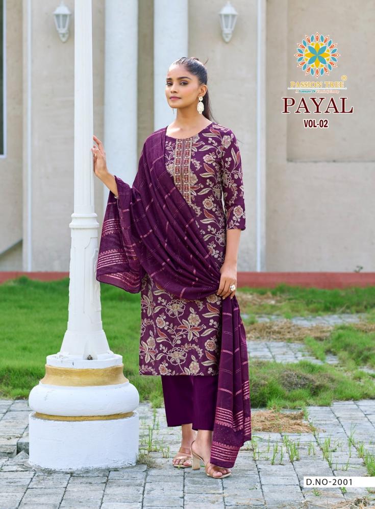 PAYAL VOL 2 BY PASSION TREE VETICAN PRINT FULL STITCH BIG SIZE 3PCS DRESS