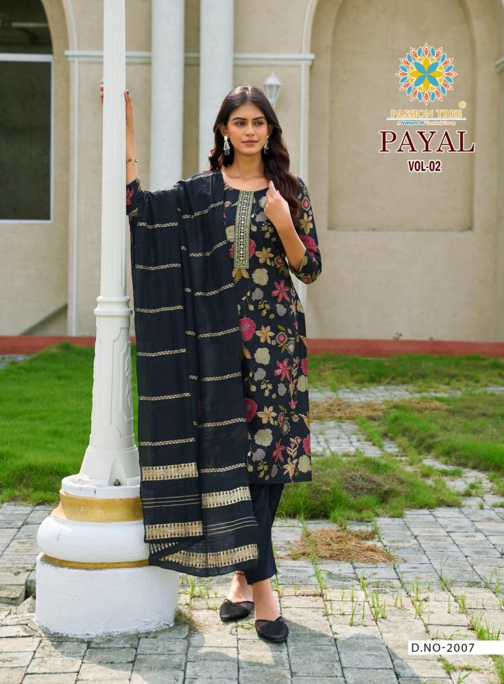 PAYAL VOL 2 BY PASSION TREE VETICAN PRINT FULL STITCH BIG SIZE 3PCS DRESS