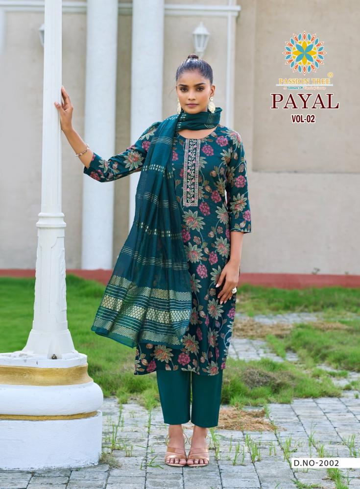 PAYAL VOL 2 BY PASSION TREE VETICAN PRINT FULL STITCH BIG SIZE 3PCS DRESS