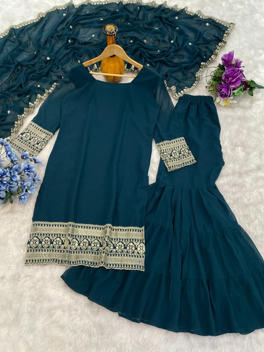 PR 9STAR FASHION FLORABEL VOL-3 HEAVY FOX GEORGETTE WITH EMBRODERY SEQUENCE  WORK FANCY DESIGNER SUITS