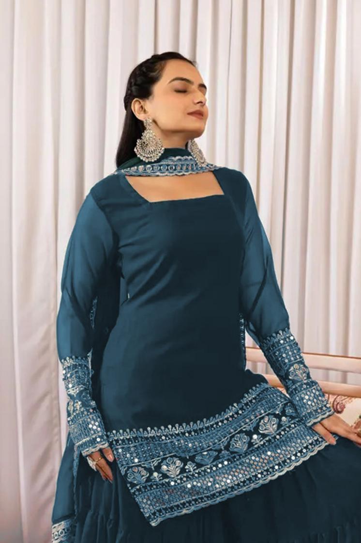 PR 9STAR FASHION FLORABEL VOL-3 HEAVY FOX GEORGETTE WITH EMBRODERY SEQUENCE  WORK FANCY DESIGNER SUITS