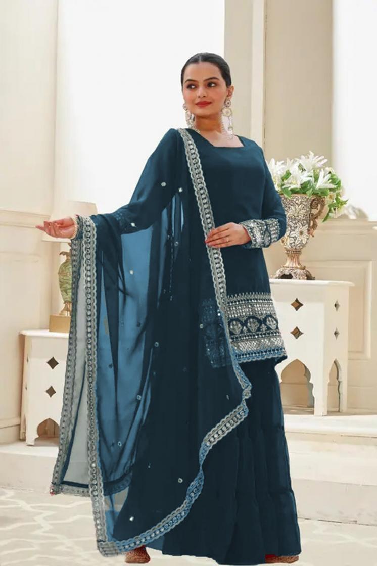 PR 9STAR FASHION FLORABEL VOL-3 HEAVY FOX GEORGETTE WITH EMBRODERY SEQUENCE  WORK FANCY DESIGNER SUITS