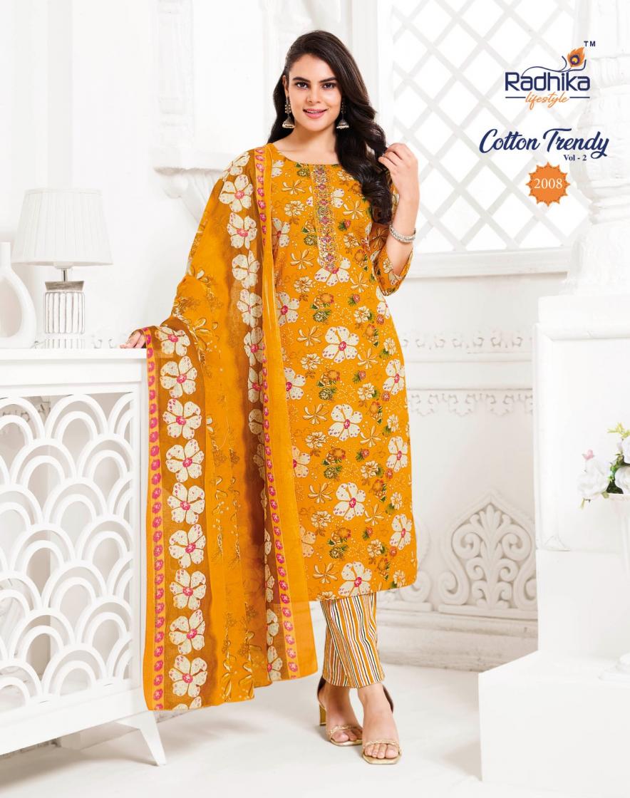 COTTON TRENDY VOL 2 BY RADHIKA LIFESTYLE COTTON READYMADE PLUS SIZE 3PCS DRESS