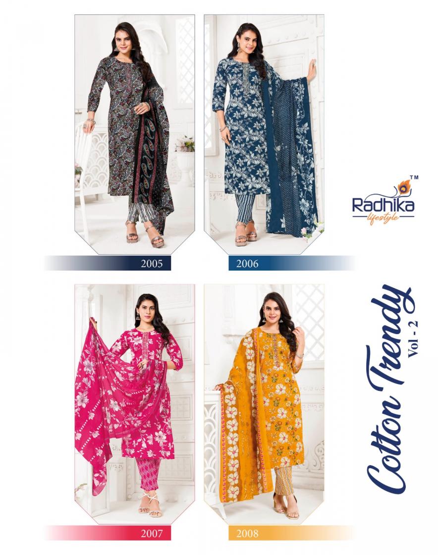 COTTON TRENDY VOL 2 BY RADHIKA LIFESTYLE COTTON READYMADE PLUS SIZE 3PCS DRESS