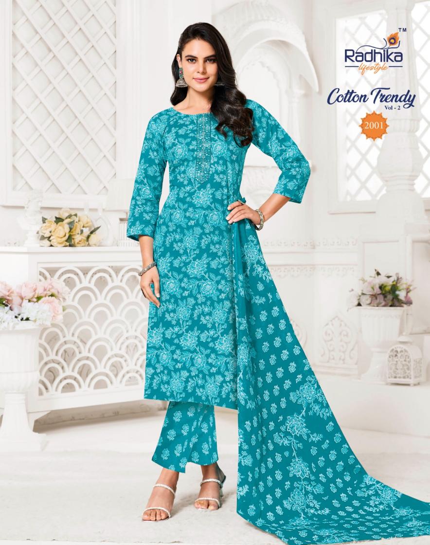 COTTON TRENDY VOL 2 BY RADHIKA LIFESTYLE COTTON READYMADE PLUS SIZE 3PCS DRESS