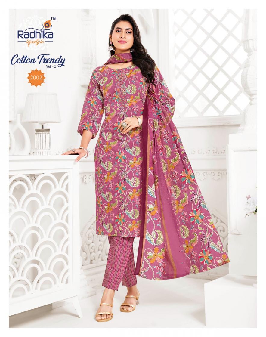COTTON TRENDY VOL 2 BY RADHIKA LIFESTYLE COTTON READYMADE PLUS SIZE 3PCS DRESS