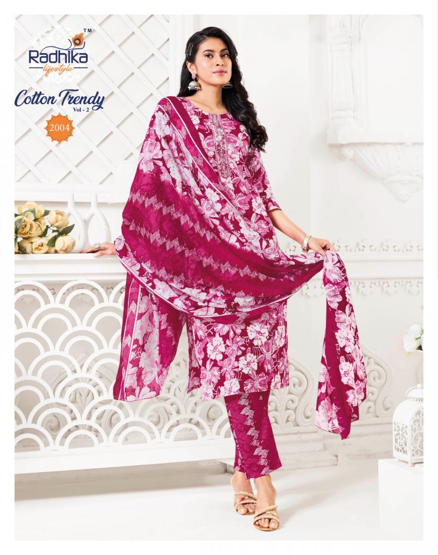 COTTON TRENDY VOL 2 BY RADHIKA LIFESTYLE COTTON READYMADE PLUS SIZE 3PCS DRESS