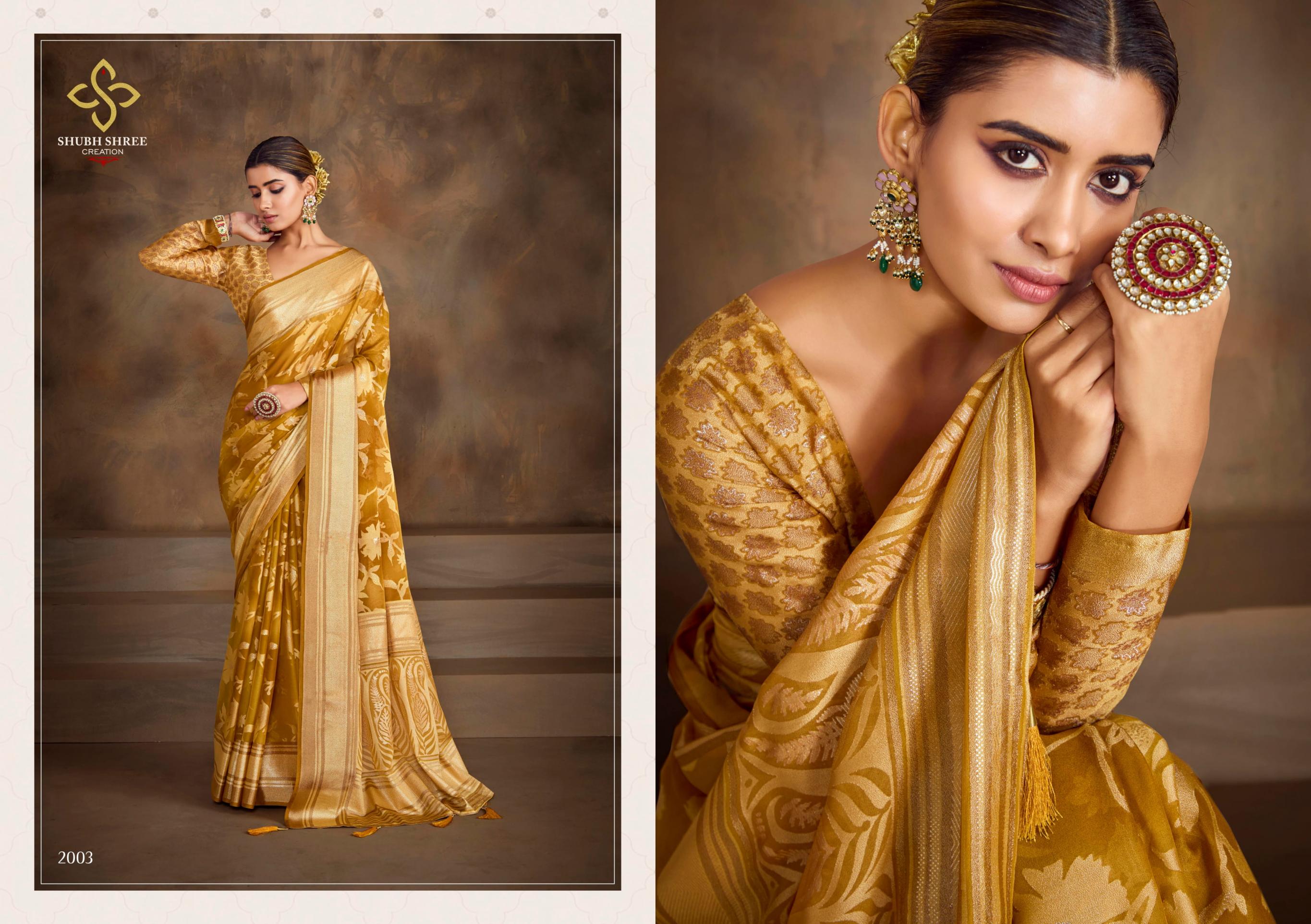 SHUBH SHREE CREATION SHAGUN VOL 2 PRETTY DULL MOSS BRASSO SAREES 