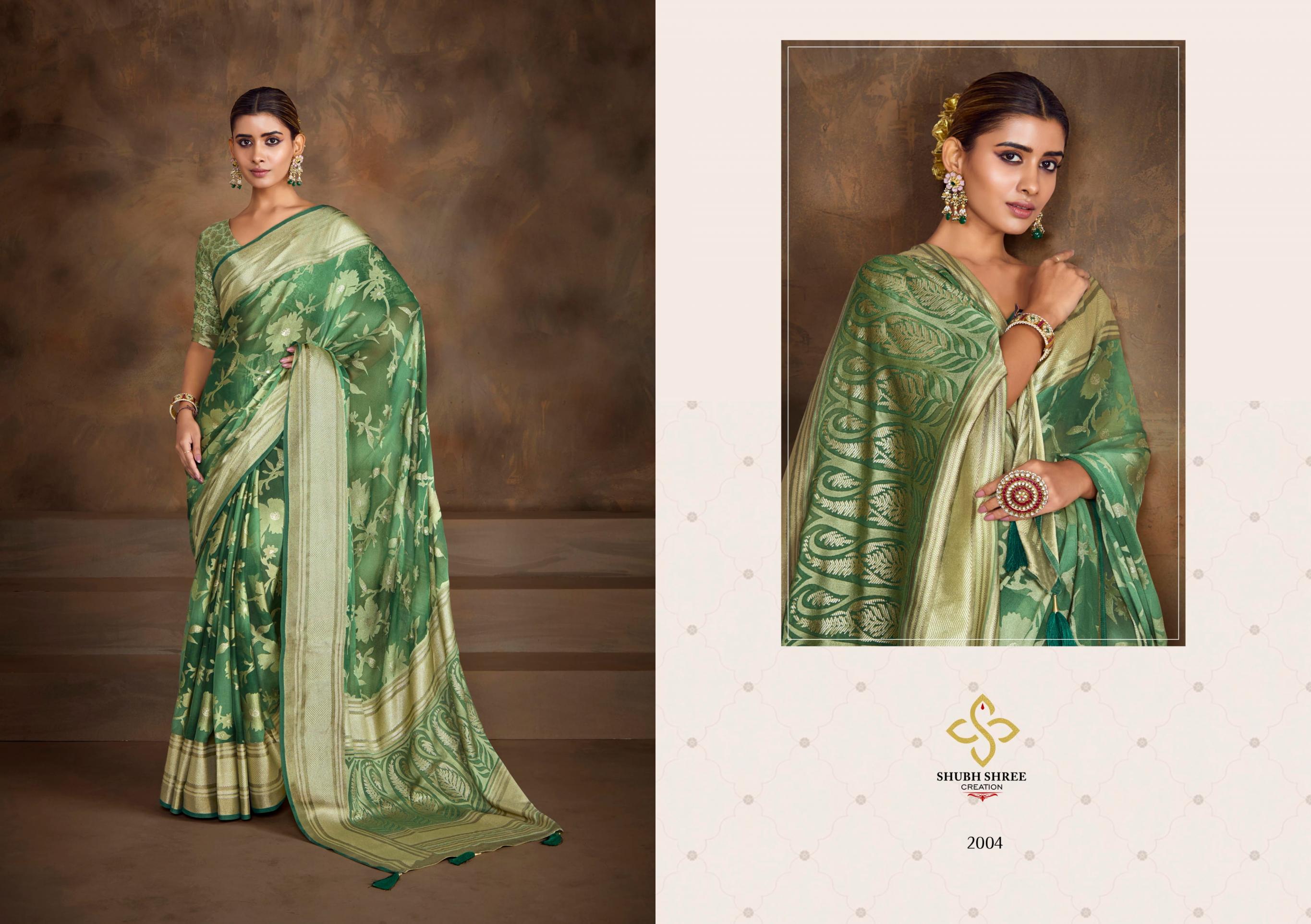 SHUBH SHREE CREATION SHAGUN VOL 2 PRETTY DULL MOSS BRASSO SAREES 
