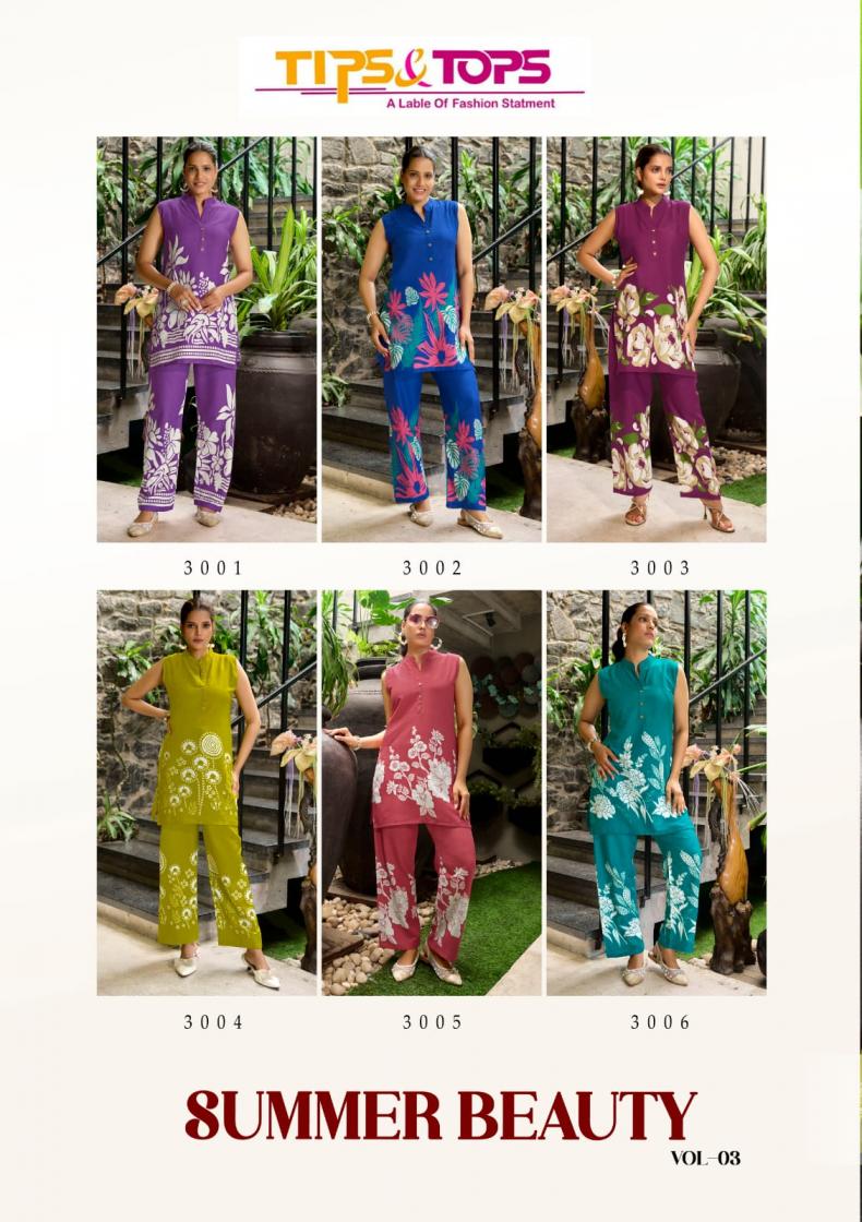 TIPS & TOPS SUMMER BEAUTY VOL 3 FULL STITCH RAYON CO-ORD SETS 