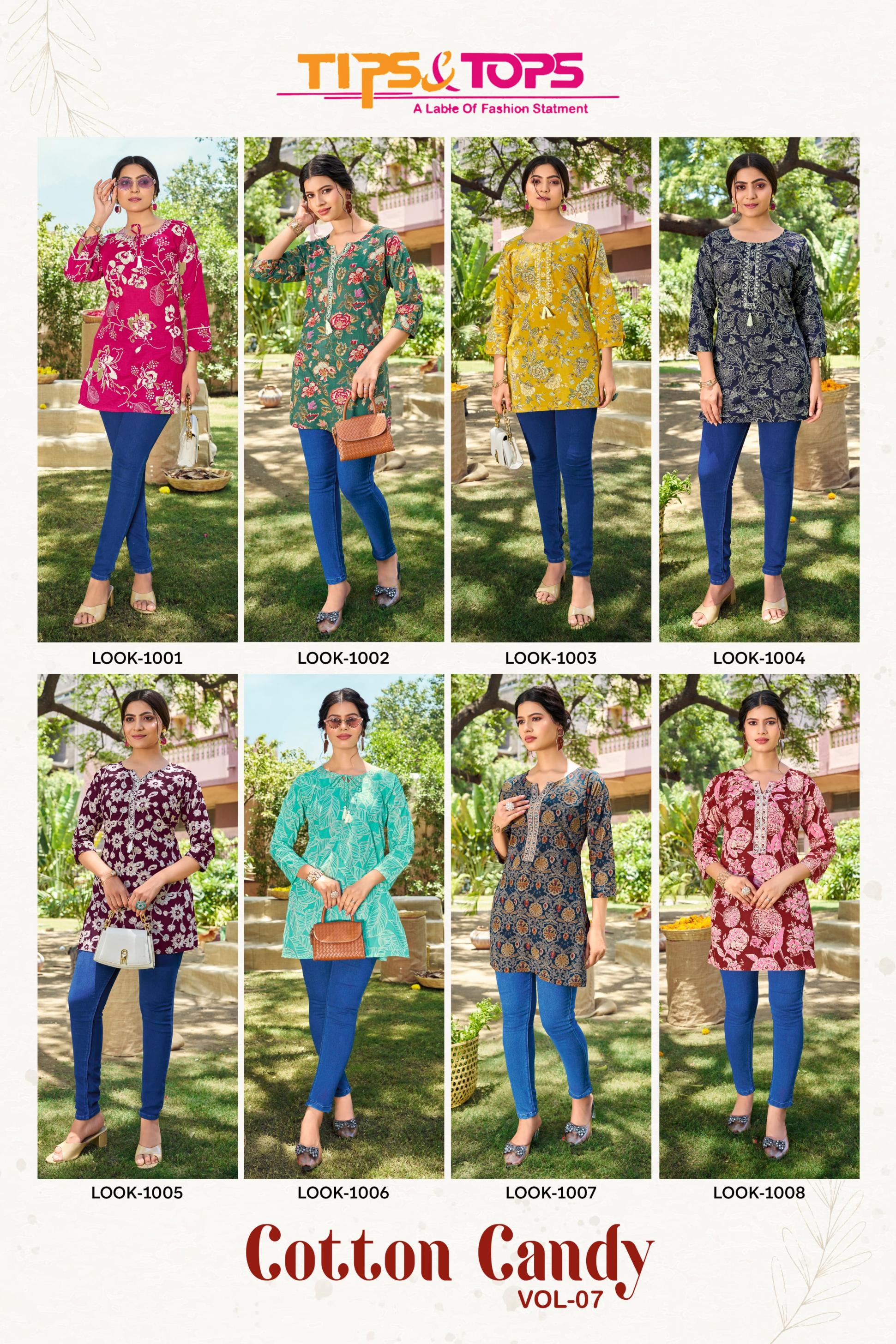 COTTON CANDY VOL 7 BY TIPS & TOPS FULL STITCH COTTON STYLISH WESTERN TOPS   