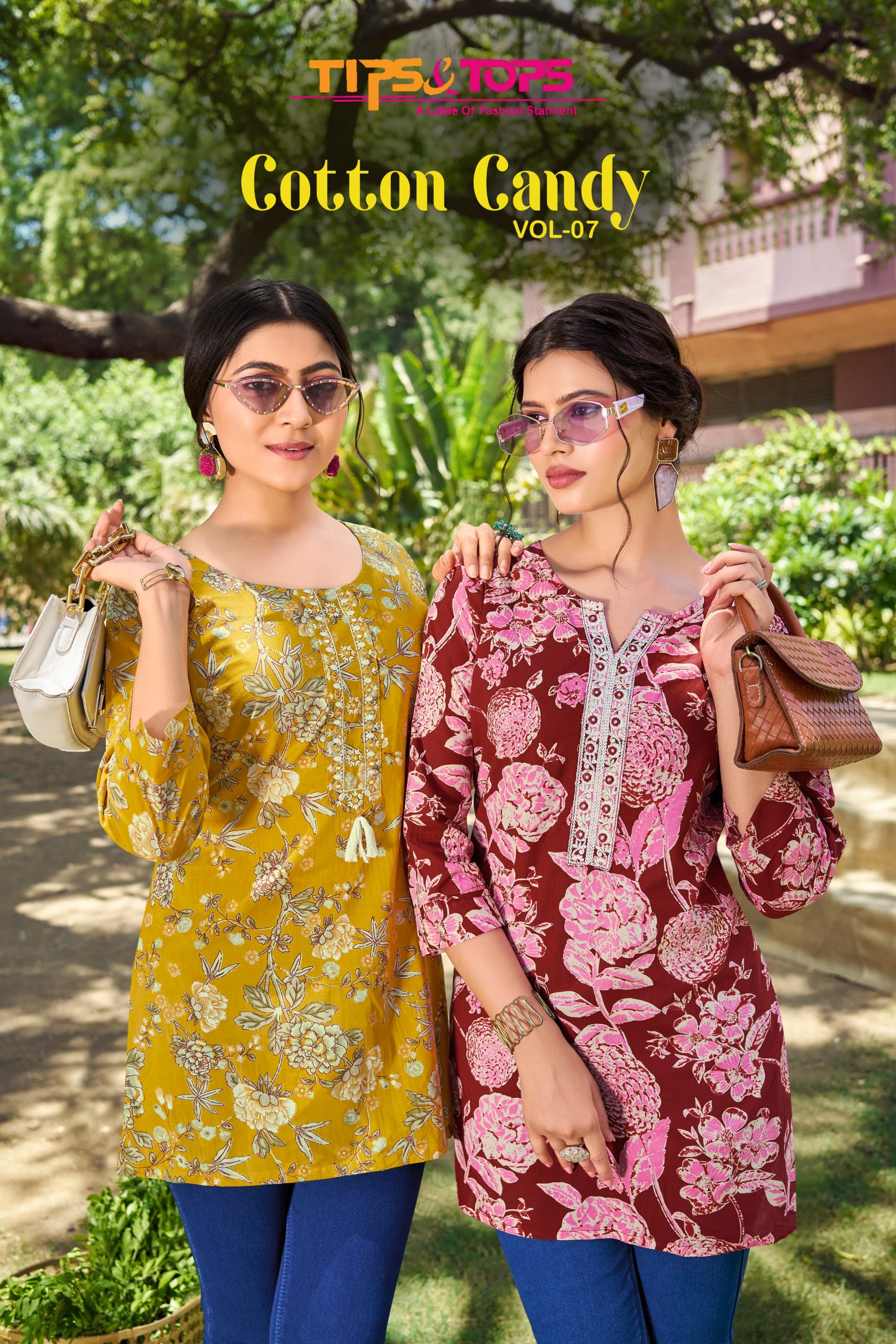 COTTON CANDY VOL 7 BY TIPS & TOPS FULL STITCH COTTON STYLISH WESTERN TOPS   