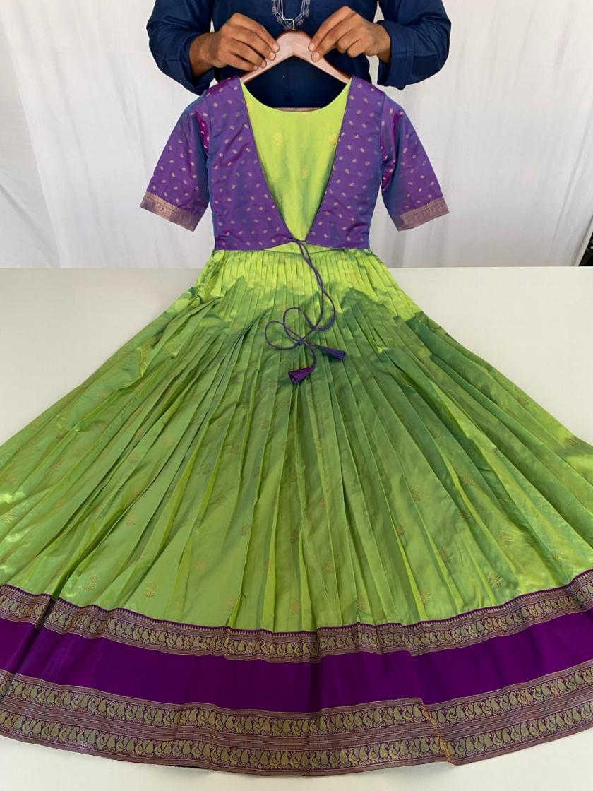 203035 HIT DESIGN SILK BLEND WITH ZARI BUTTI FULL STITCH PLUS SIZE GOWN 