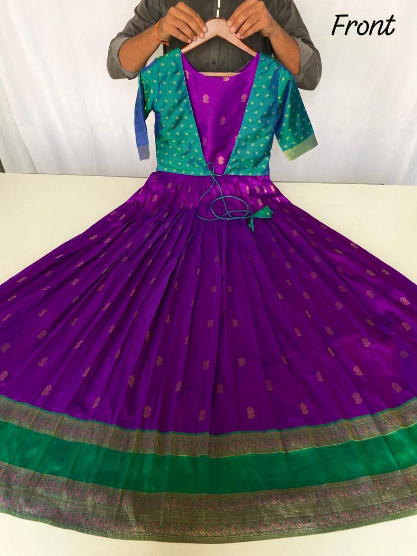 203035 HIT DESIGN SILK BLEND WITH ZARI BUTTI FULL STITCH PLUS SIZE GOWN 